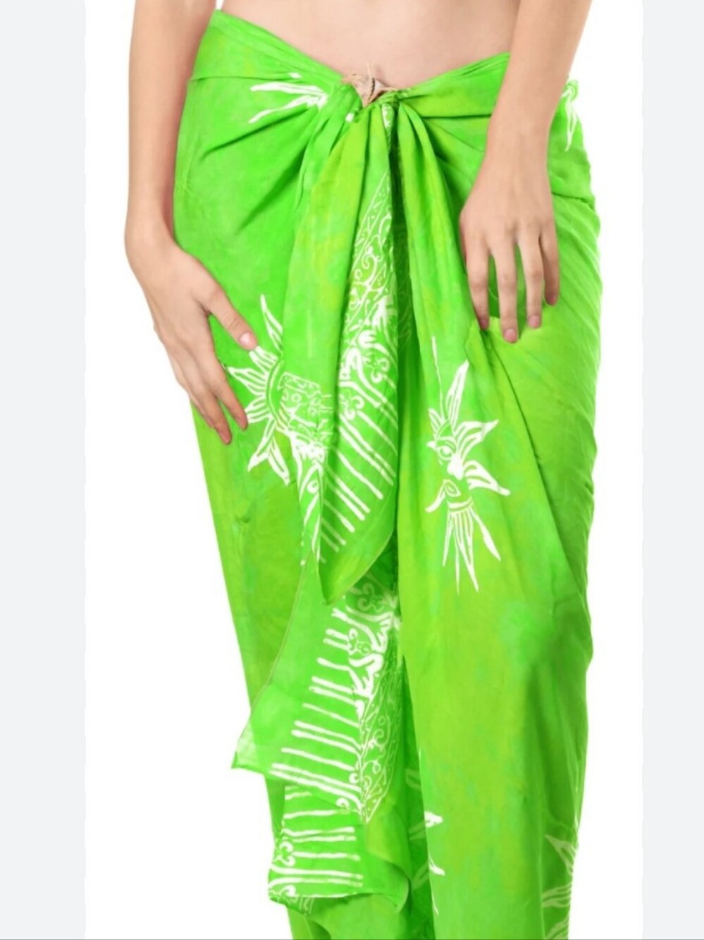 Caribbean Green Scarf Coverup Wrap Tassel Trim Beach Swim